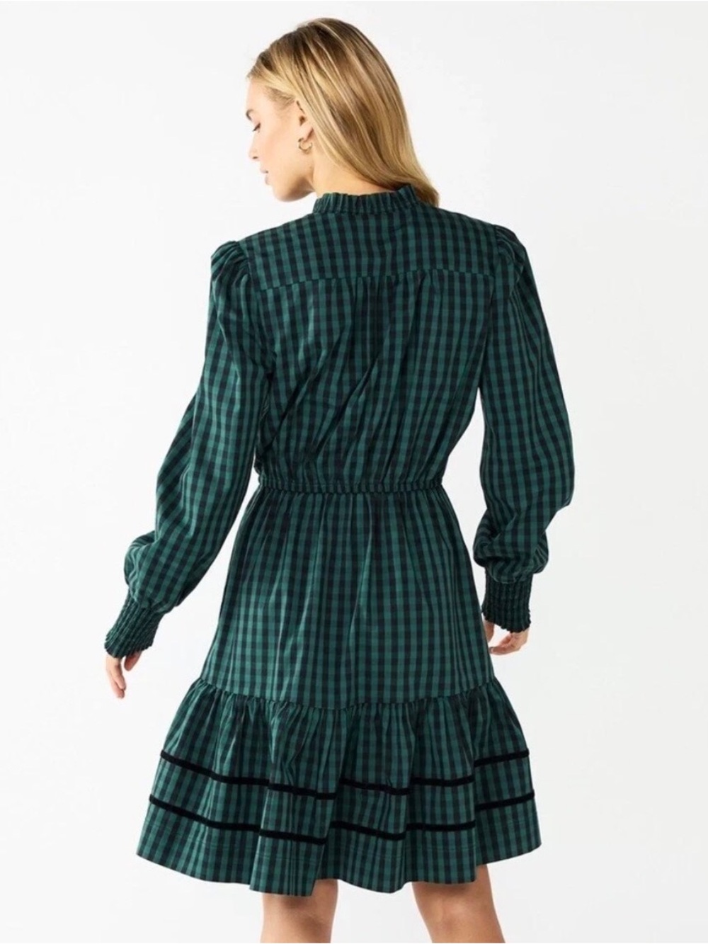 Draper James RSVP Checkered Tiered Dress NWOT Size XS - Picture 2 of 8